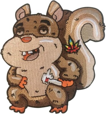 Pot Smoking Pals Squirrel Joint Cute Buddy - Iron on Embroidered Patch Applique