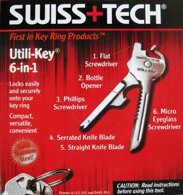 4pcs 6in1 Utili-Key Keychain Keyring Multi Tool Stainless EDC Screwdriver Opener
