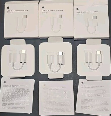   3-Pack Apple MU7E2AM/A USB-C to 3.5mm Headphone Jack Adapter *OPEN NEW*