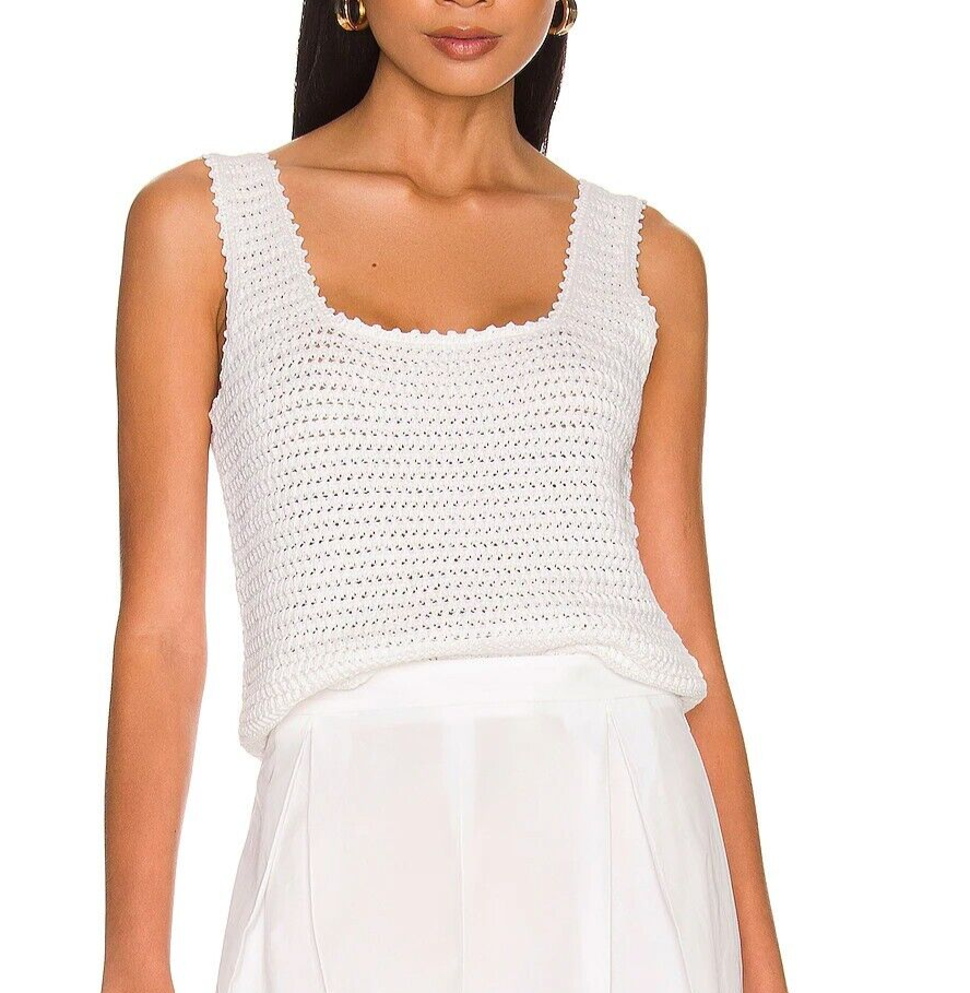 売れ筋商品|||ラッキーブランド カットソー トップス レディース Women's Crochet-Trim Crewneck Tank Top Bright White White Crochet Knit Tank Top | Ally Fashion