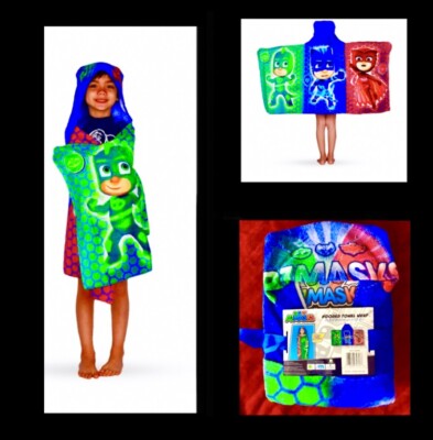 PJ Masks Beach/bath hooded Towel wrap 100% Cotton 50'' X 24'' Catboy Gekko Owlette