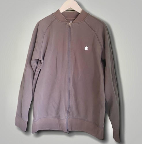 Apple Employee Embroidered Logo Full Zip Gray Long Sleeve Jacket Mens ...