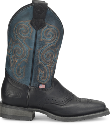 Pre-owned Double-h Boots Men's 11” Nolen Wide Square Toe Ice™ Roper Western Boot Black - D