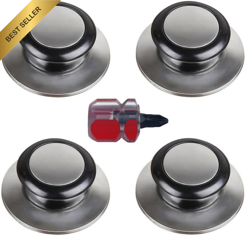 4PCS Kitchen Pot Lid Replacement Knob Handle Set with Screwdriver,Durable Stainl