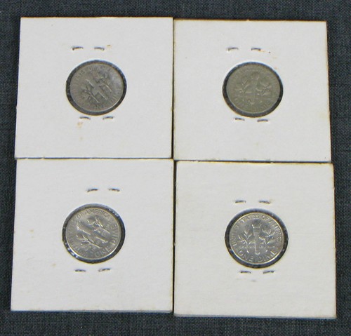 LOT OF 4 ROOSEVELT DIMES RANGE: FROM 1950 TO 1959, HOME MOUNTED