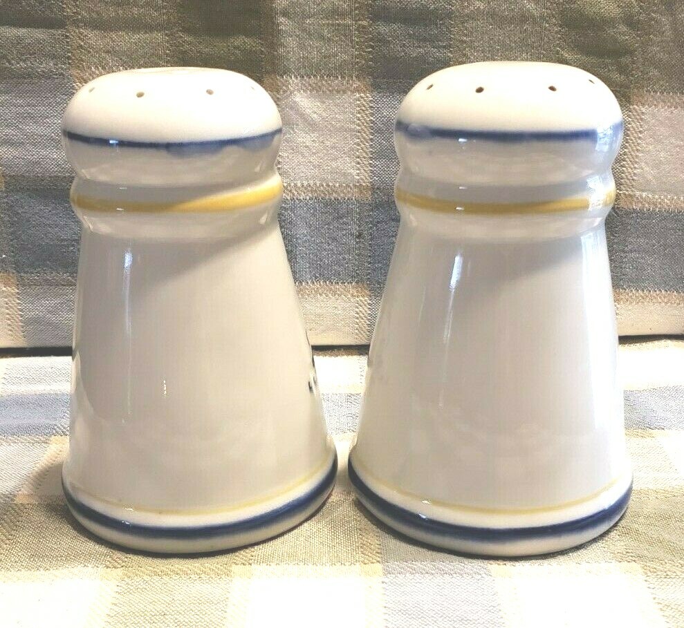 Hall Pottery Salt & Pepper Shakers #2586 2587 words in Italian Hand painted