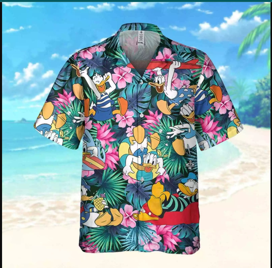 Funny Donald Duck Tropical Hibiscus Flowers Summer Vibes 3D HAWAII SHIRT Us Size