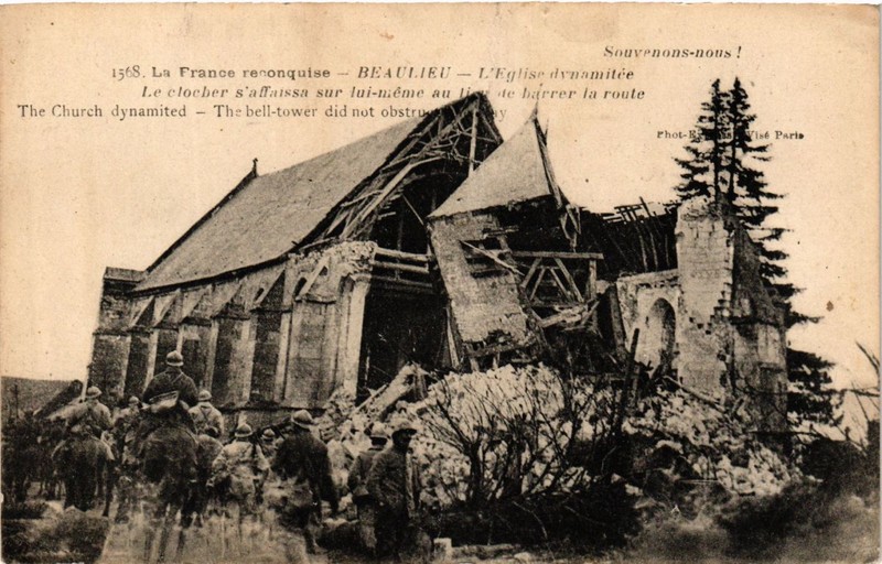 Cpa Militaire, Beaulieu - L'Eglise Dynamitee (277870)