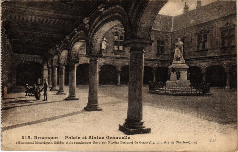 Cpa Besancon - Palais Et Statue Granvelle (658597)