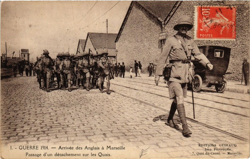 Cpa Marseille Guere 1914 ArrivÃ©E Des Anglais A Marseille (403641)
