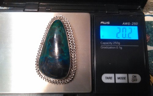 925 Sterling Silver Vintage Large Stone Pin Brooch Pendant 55 x 31mm