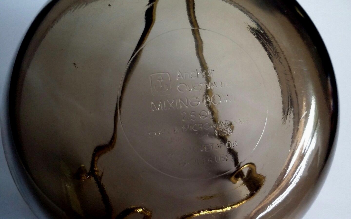 Anchor Hocking Sunflowers Amber Glass Mixing Bowl 2.5 Quart Ovenware Microwave