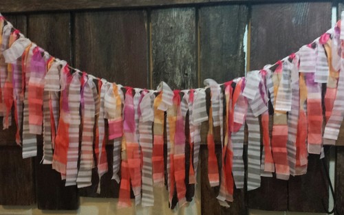 Up-T #J01 fabric garland decor nursery boho gypsy rags curtian unicorn party vtg