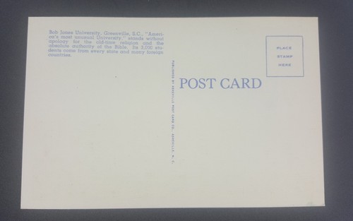 Greenville SC Alumni Building Bob Jones University Looking Left Postcard Linen