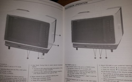 GE General Electric Spacemaker Color Portable TV Television AM/FM Radio Antenna+