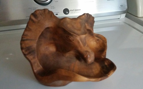 Burl bowl centerpiece sculpture totem horse dragon signed hand carved