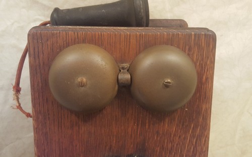 Antique Automatic Electric Oak Wall Crank Telephone