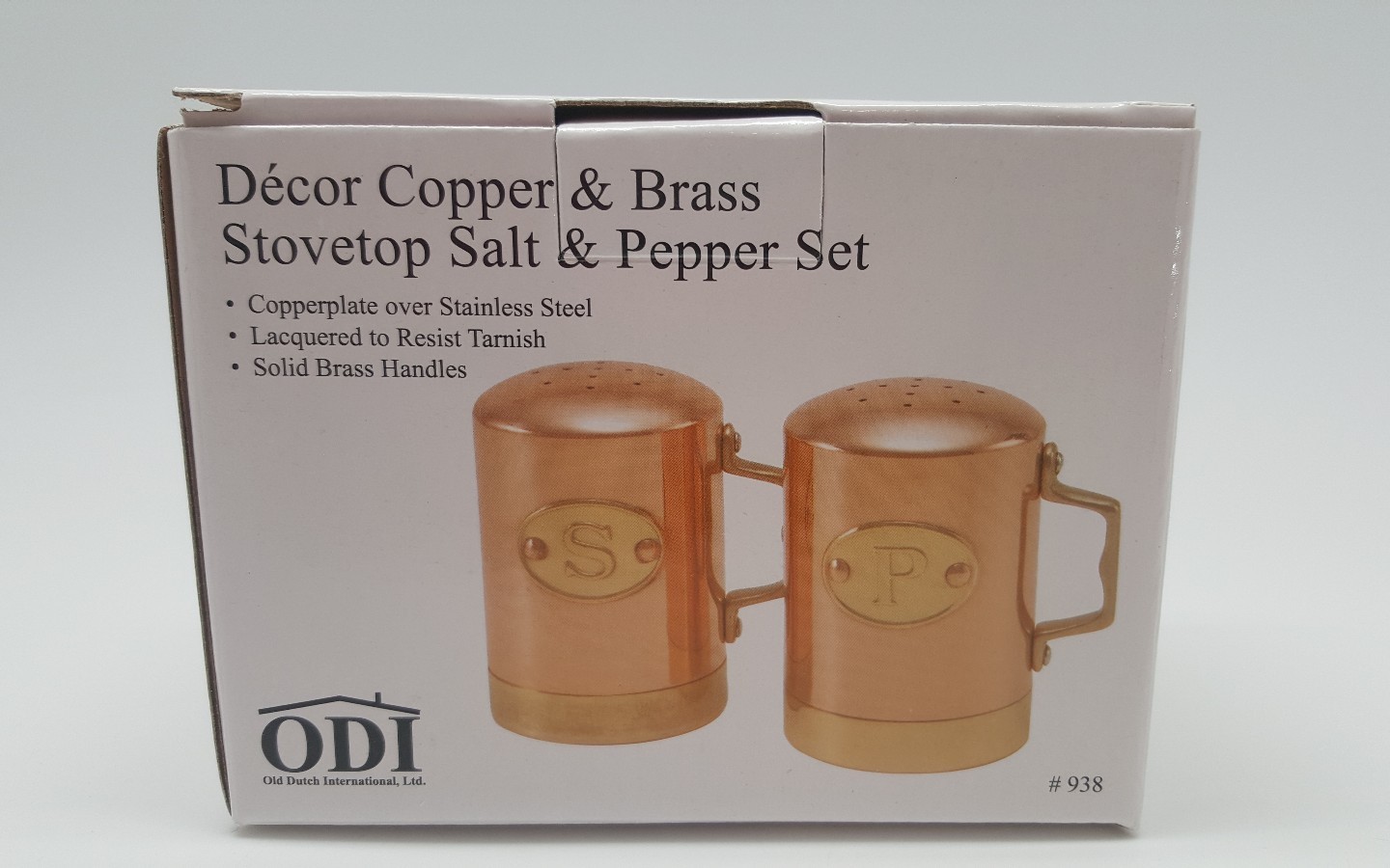 Old Dutch International Décor Copper & Brass Stove top Salt & Pepper Shakers