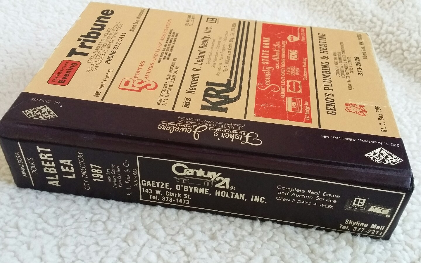 Albert Lea MN City Directory Phone Book 1987 Freeborn Co. Minnesota Genealogy