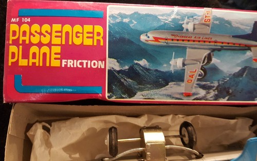 NEW VINTAGE TIN PASSENGER PLANE FRICTION MF-104 (SHELF)