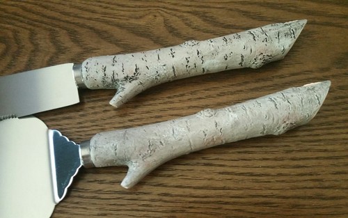 FREE  ENGRAVING (PERSONALIZED) Birch Wedding Knife / Server Set (Rustic Outdoors