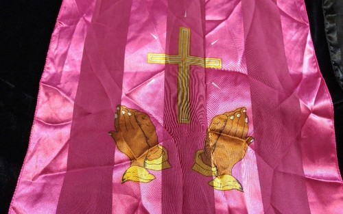 2 I love Jesus holy bible black praying hands women's spring scarf scarves EUC