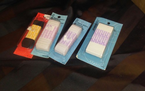 9 Rolls of Braided, Ribbed, & Non-Roll Elastic Black & White Old Stock Sewing