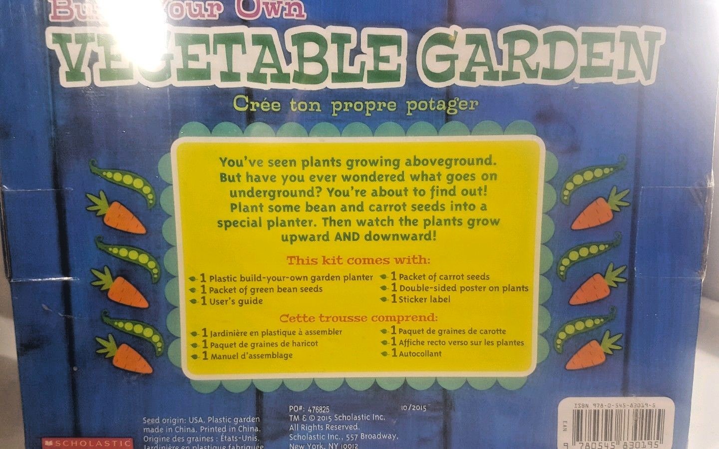 Scholastic Kids Educational Vegetable Garden Kit Build your Own Carrots Nib New