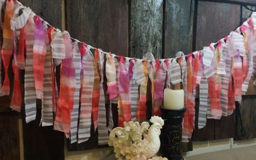 Up-T #J01 fabric garland decor nursery boho gypsy rags curtian unicorn party vtg