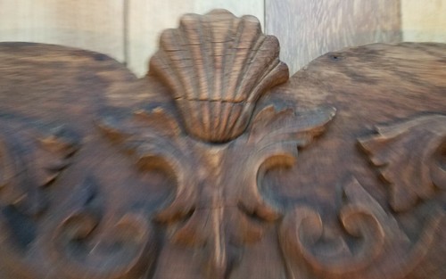 Wooden fragment antique carved  oak pediment 21