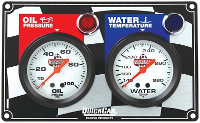 QuickCar Dual Gauge Panel Oil Pressure And Water Temp With Warning Light