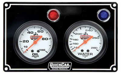 QuickCar 61-6701 2 Gauge Panel Oil Pressure/Water Temp Black w/ Warning Lights