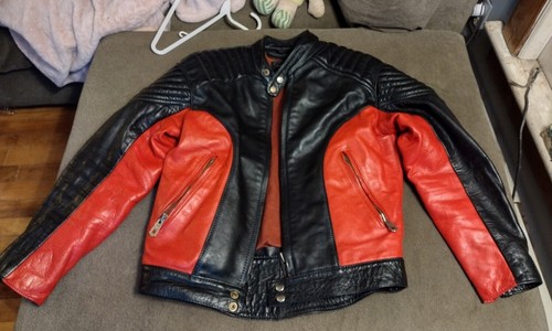 Mars Leathers Melbourne AUS Leather Motorcycle Jacket Black Red Men's 38