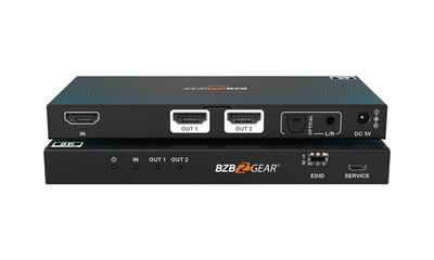 BZBGEAR 1x2 8K UHD HDMI 2.1 Splitter with Audio De-embedder