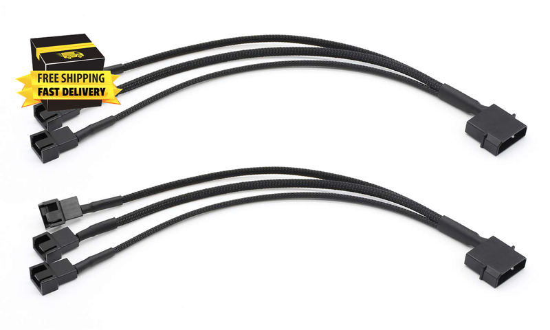 2 Pack Molex to 3 Pin or 4 Pin Fan Adapter Computer PC Case Fan Power Splitter C