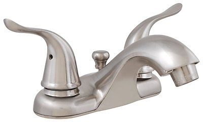 LDR Brushed Nickel Brass Two Wing Handle Bathroom Lavatory Faucet with Pop-Up