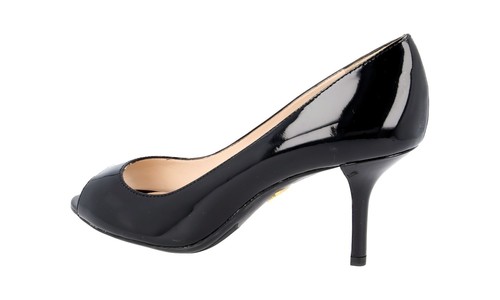 Pre-owned Prada Auth Luxury  Pumps Shoes 1k290d Black Patent Leather