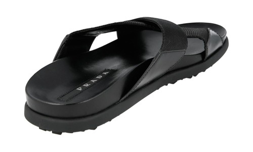 Pre-owned Prada Auth Luxury  Sandals Shoes 4x3210 Black Leather