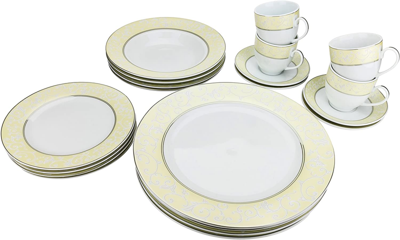 G1231, Silver-Plated Dinnerware Set, Dinner Service for Four, 20-Piece Set: 4 Di