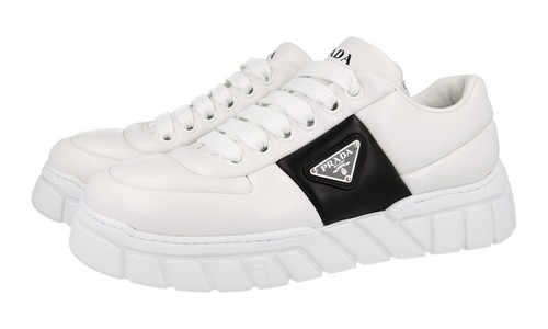 PRADA PADDED NAPPA PLATFORM CHUNKY SNEAKERS SHOES WHITE NEW