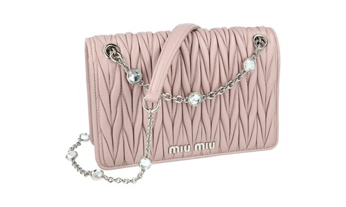 ハンドバッグ MIU MIU MATELASSE LEATHER HANDBAG MIU MIU BY PRADA MATELASSE CRYSTAL SHOULDER BAG HANDBAG