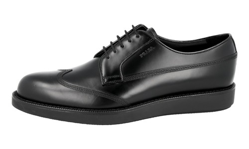 Pre-owned Prada Auth Luxury  Derby Business Shoes 2ee304 Black