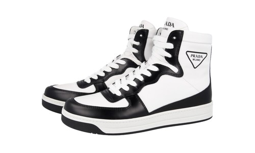 PRADA DOWNTOWN High-Top Sneakers - 1T638M - White Black