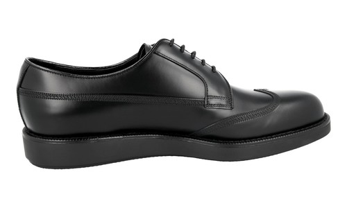 Pre-owned Prada Auth Luxury  Derby Business Shoes 2ee304 Black