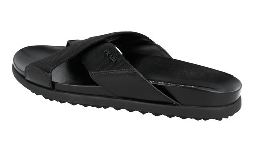 Pre-owned Prada Auth Luxury  Sandals Shoes 4x3210 Black Leather