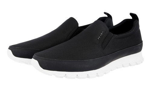 PRADA::スニーカー:38[RESALE] AUTH LUXURY PRADA SNEAKERS SLIP-ON SHOES 4D2991 BLACK NEW US