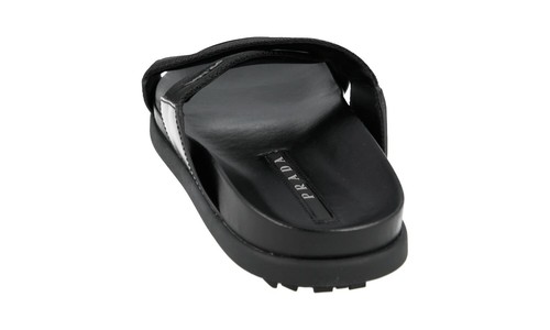 Pre-owned Prada Auth Luxury  Sandals Shoes 4x3210 Black Leather