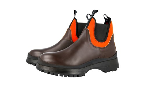 PRADA BRIXXEN HALF-BOOT 4T3338 BROWN LEATHER + NEOPRENE US PRADA BRIXXEN HALF-BOOT 4T3338 BROWN LEATHER + NEOPRENE US