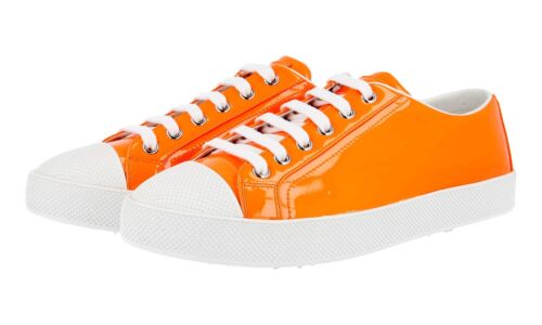 AUTH LUXURY PRADA SNEAKERS SHOES 3E6202 ORANGE LEATHER NEW AUTH LUXURY PRADA SNEAKERS SHOES 3E6202 ORANGE LEATHER NEW