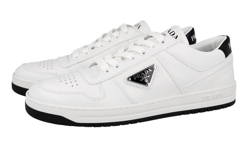 スニーカー PRADA SNEAKER (1E792MFD0503LPH F0009) PRADA Leather Downtown Sneakers - 1E792M - White/Black - NEW
